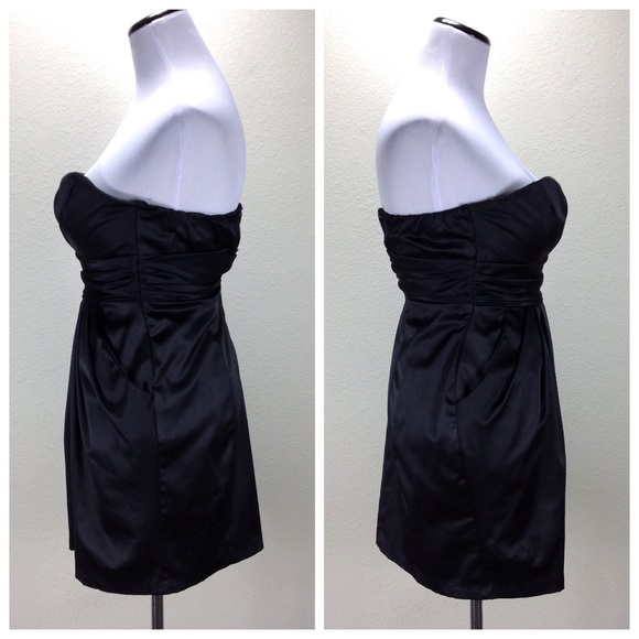 Arden B Black Satin Strapless Mini Dress - Picture 3 of 8